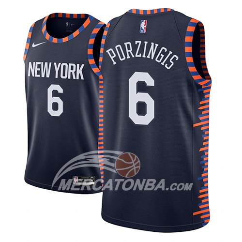 Maglia NBA New York Knicks Kristaps Porzingis Ciudad 2018-19 Blu